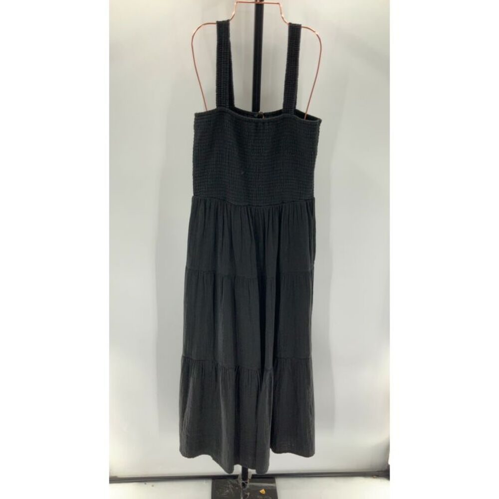 Quince Black Cotton Gauze Tiered Maxi Dress